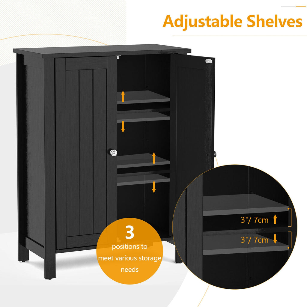 2-Door Bathroom Floor Storage Cabinet Space Saver Organizer