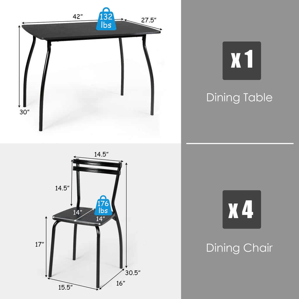 5-Piece Dining Table Set with 4 Chairs