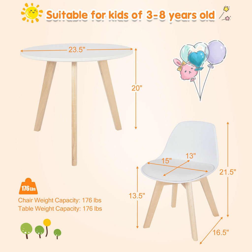 Kids Activity Play Table with Beech Legs and Cushions - White