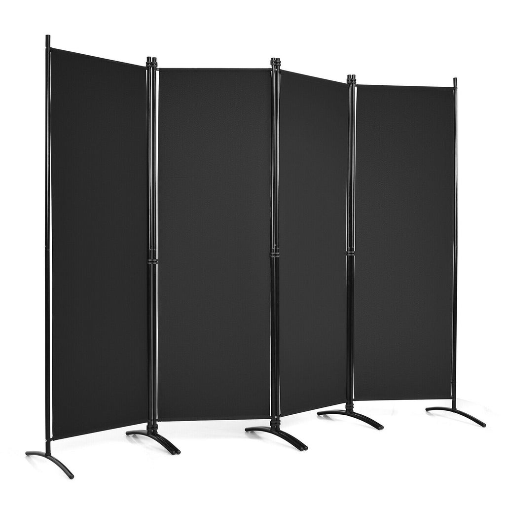 5.6 Feet 4 Panel Room Divider with Steel Frame - Black Variation