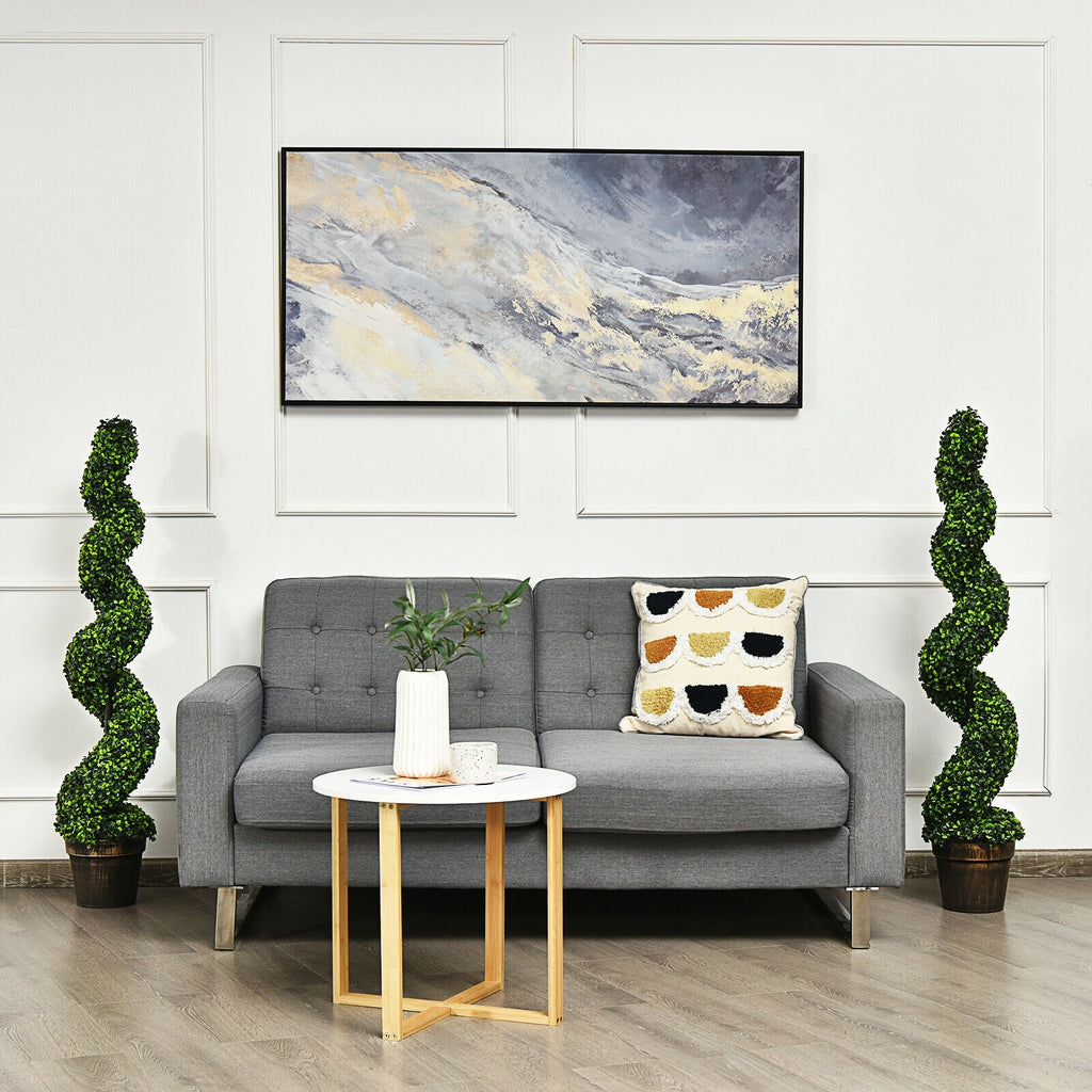 PE Variation 2 Pack 4ft Artificial Spiral Boxwood Topiary Trees Indoor Outdoor Decor