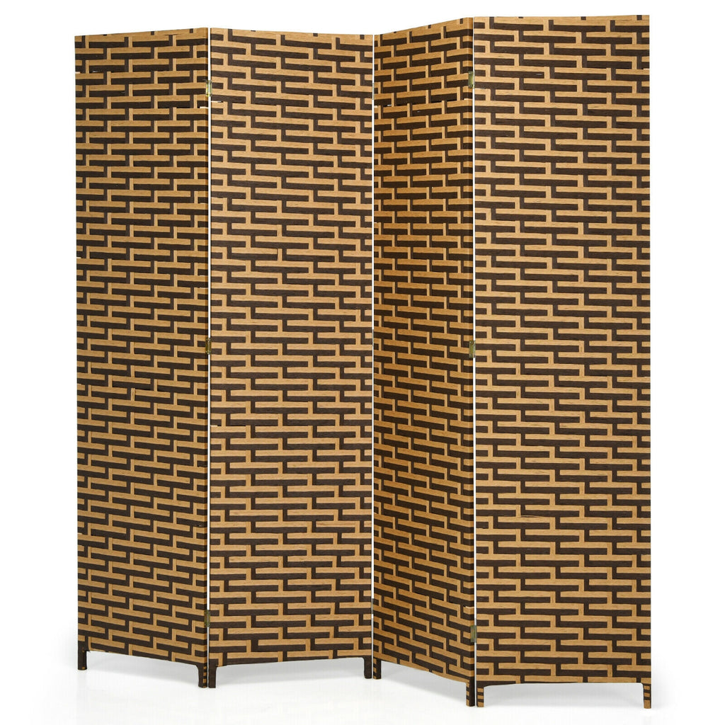 Yellow 4 Panel Folding Privacy Room Divider with Rustproof Hinges