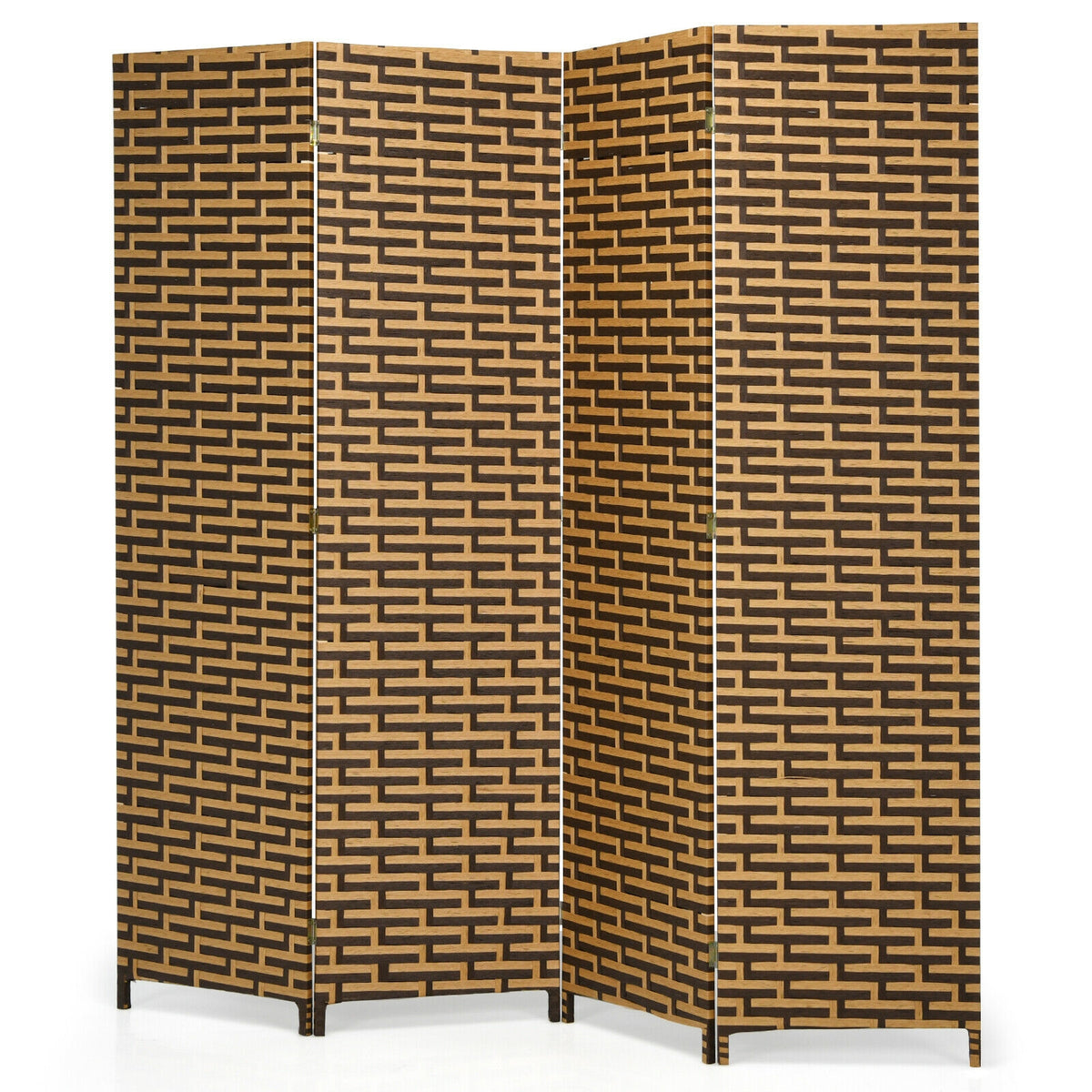 Yellow 4 Panel Folding Privacy Room Divider with Rustproof Hinges