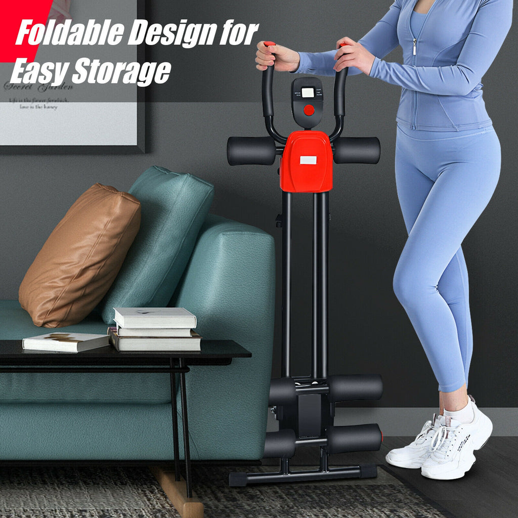 Foldable Adjustable Core Abdominal Trainer with 3 Resistance Levels and LCD Display - 330 lbs Capacity (Variation: 330 lbs Weights, 3 Adjustable Heights)