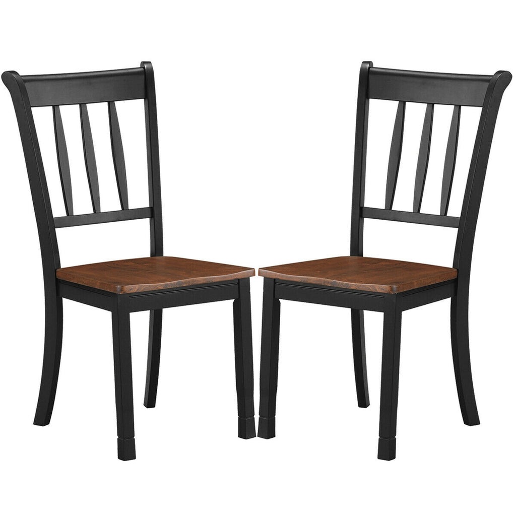 Solid Wood Spindle Back Dining Chairs - Style 2, Black