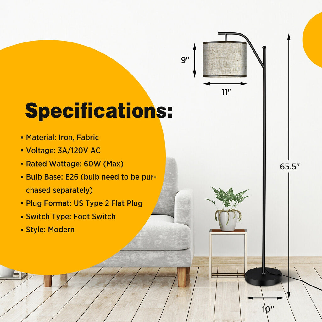 Standing Floor Lamp with Adjustable Head for Living Room & Bedroom - Modern Black & Beige