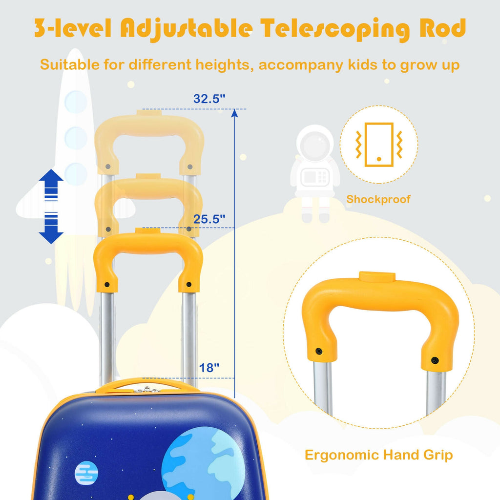 Kids Luggage Set with Backpack and Suitcase - Astronaut Pattern, 12 & 16 Inch, Travel Ready