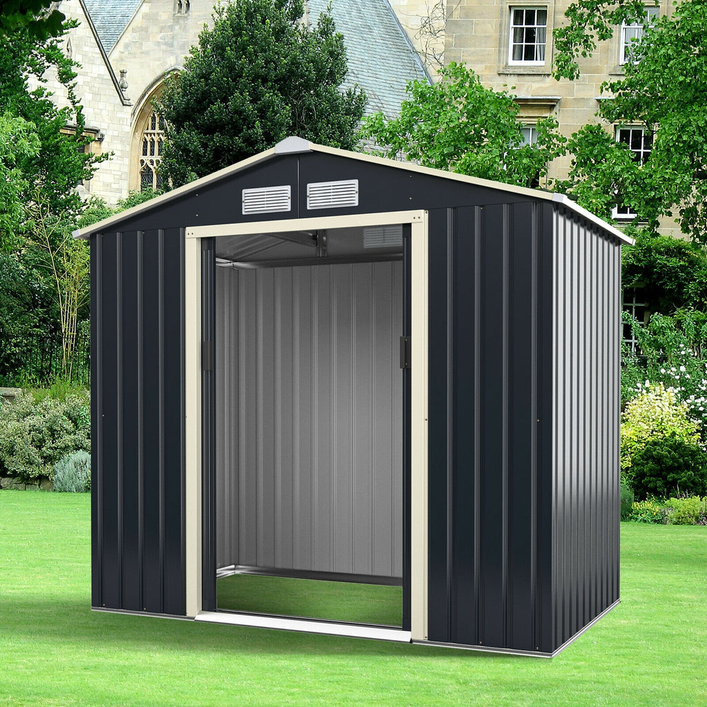 7 x 4 Feet Metal Storage Shed with Sliding Double Lockable Doors