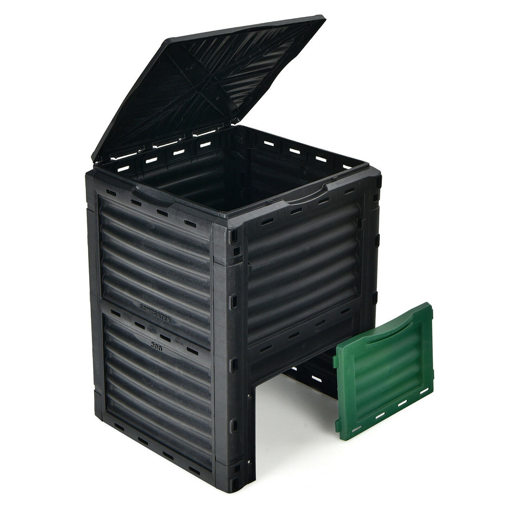 80-Gallon Outdoor Composter with Large Openable Lid and Bottom Exit