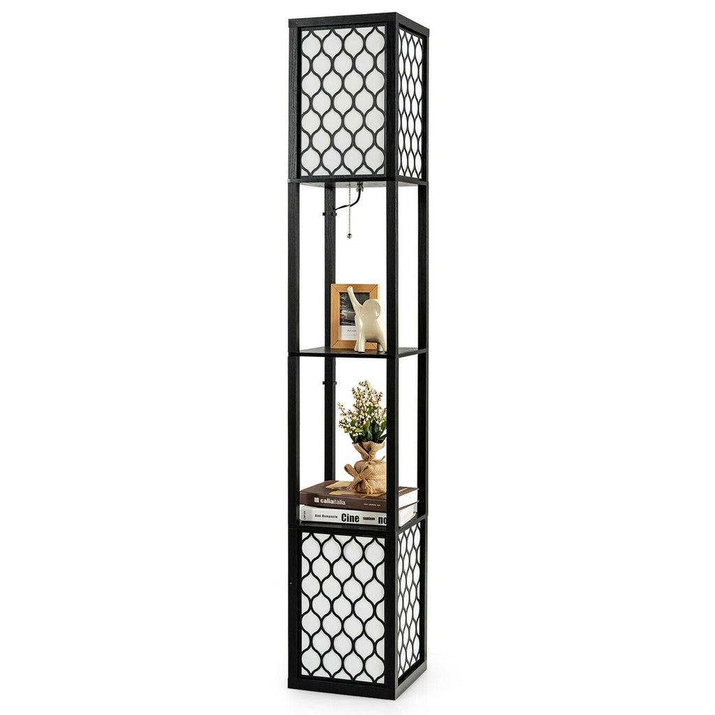 Freestanding Floor Lamp with Shelf & Double Pull Chain Foot Switch