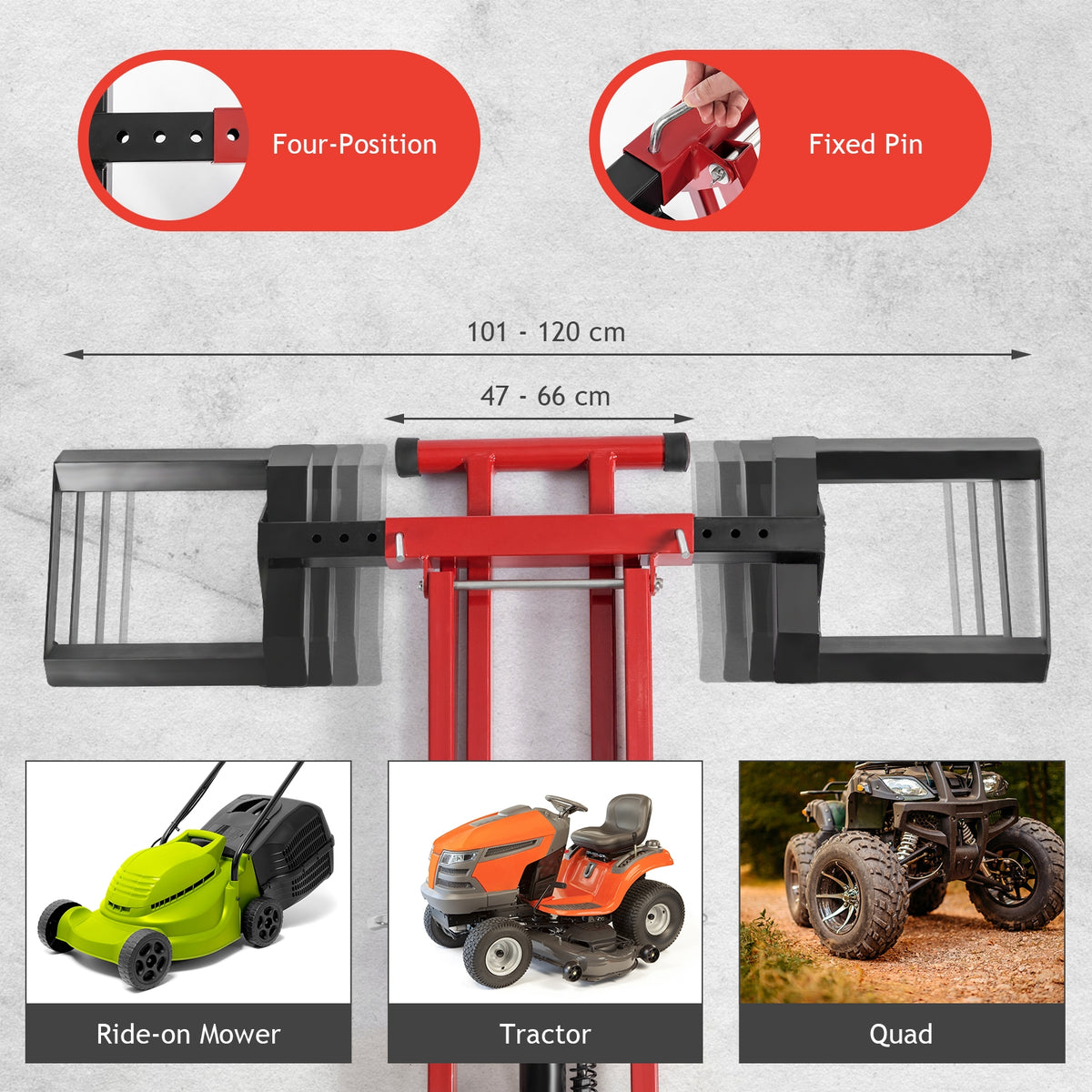 Hydraulic Lawnmower Lift Jack for Tractors and Zero Turn Riding Lawn