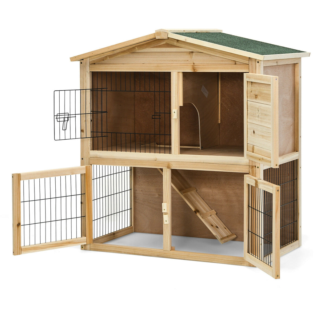 35 Inch Wooden Chicken Coop with Ramp - Durable Pet House with Ventilation & Waterproof Roof