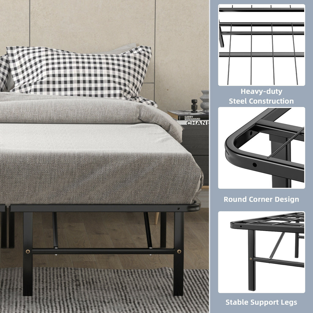 Full Size Foldable Metal Platform Bed with Tool-Free Assembly