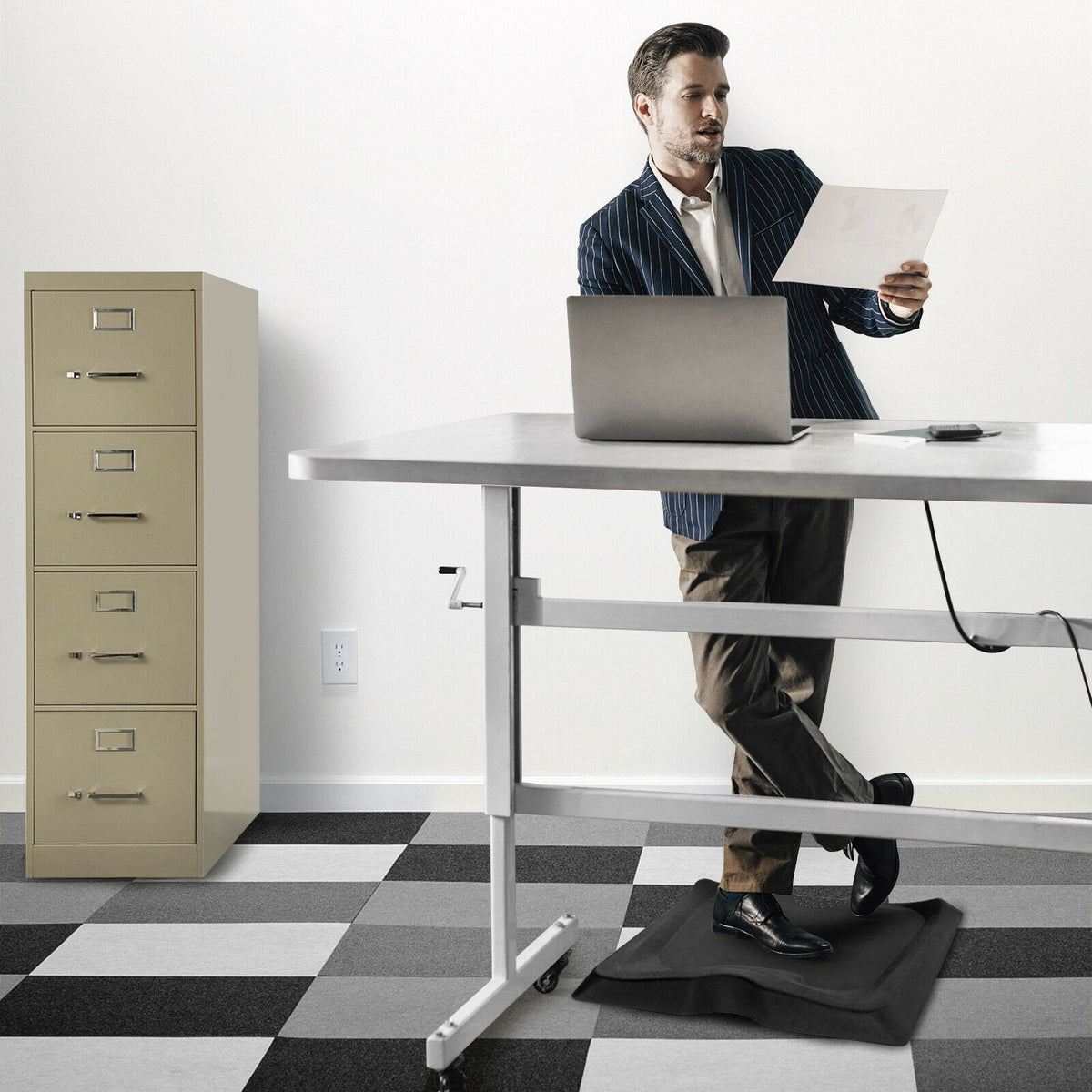 Anti-Fatigue Standing Mat with Massage Points & Diverse Terrain - 27x21.5 Black