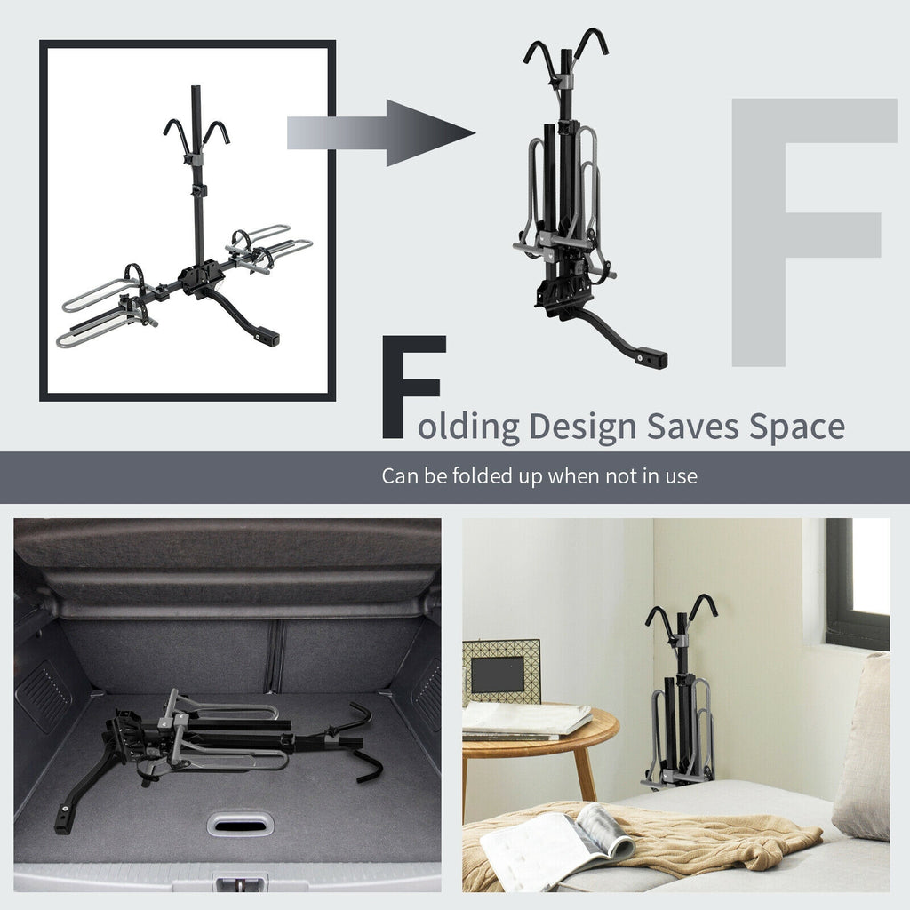 2-Bike Hitch Mount Rack for 1-1/4" & 2" Receiver - Black