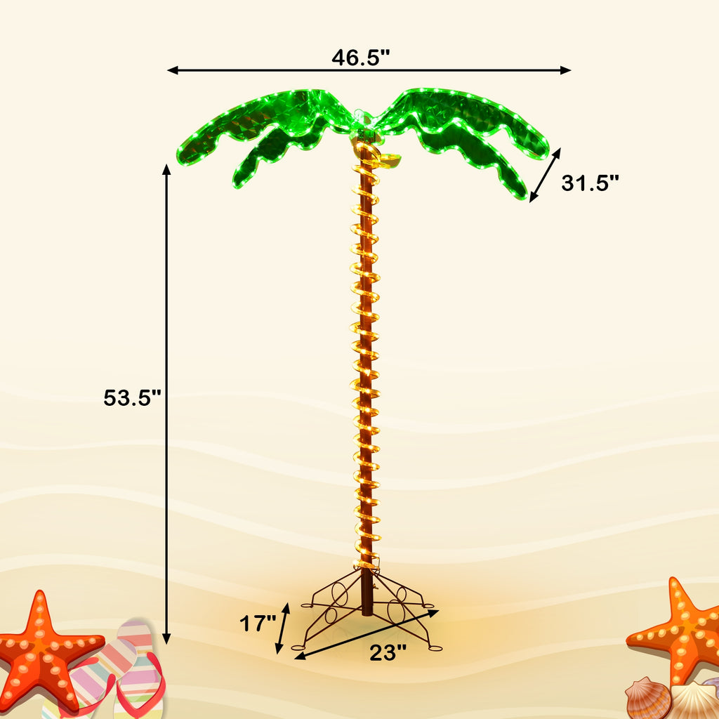 5 Feet LED Pre-Lit Palm Tree Decor with Rope Lights for Indoor Outdoor Use