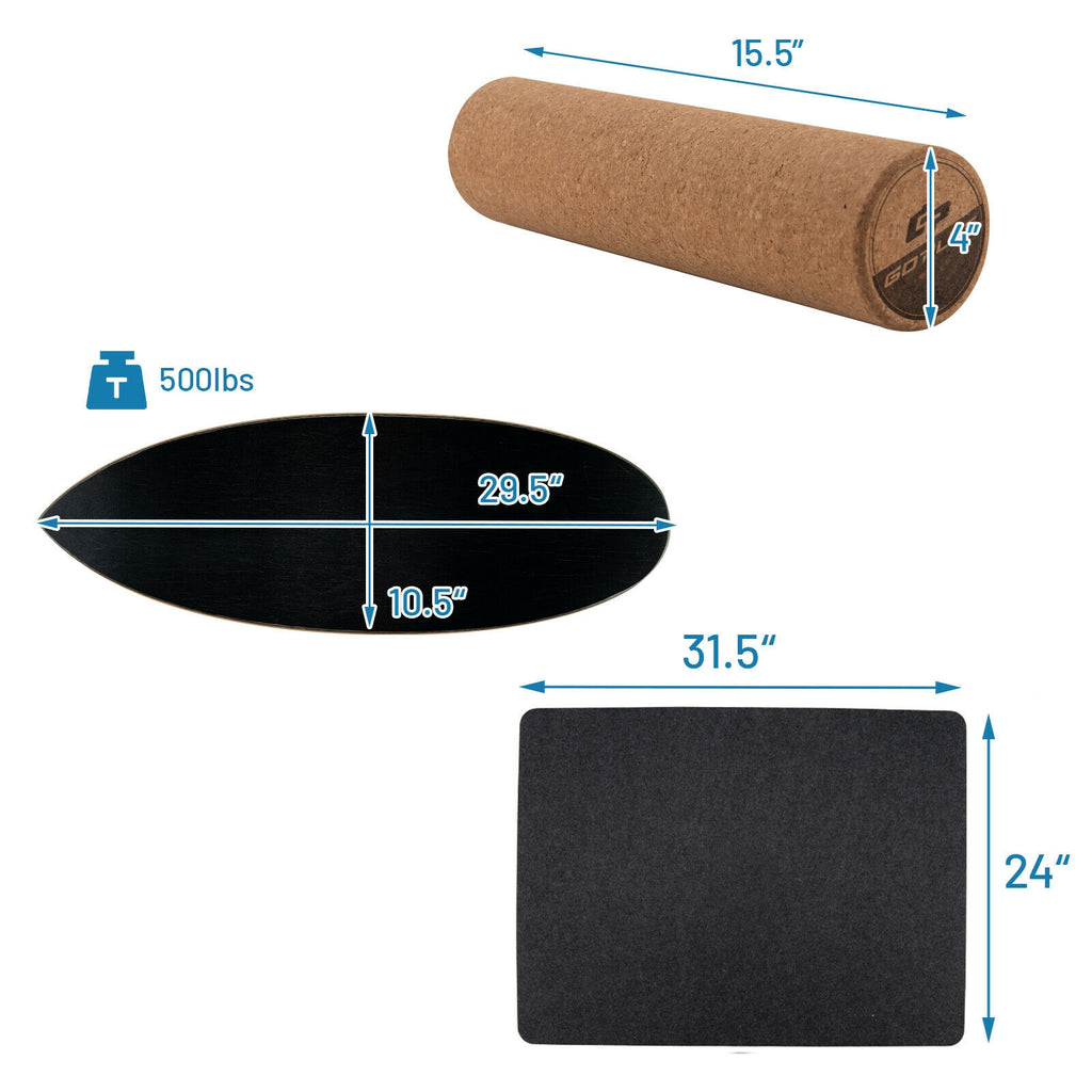 Balance Board Trainer for Core Strength - Black
