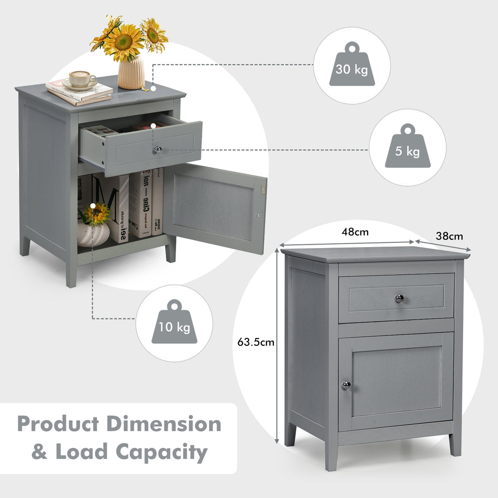 2-Tier Accent Table with Storage, Gray