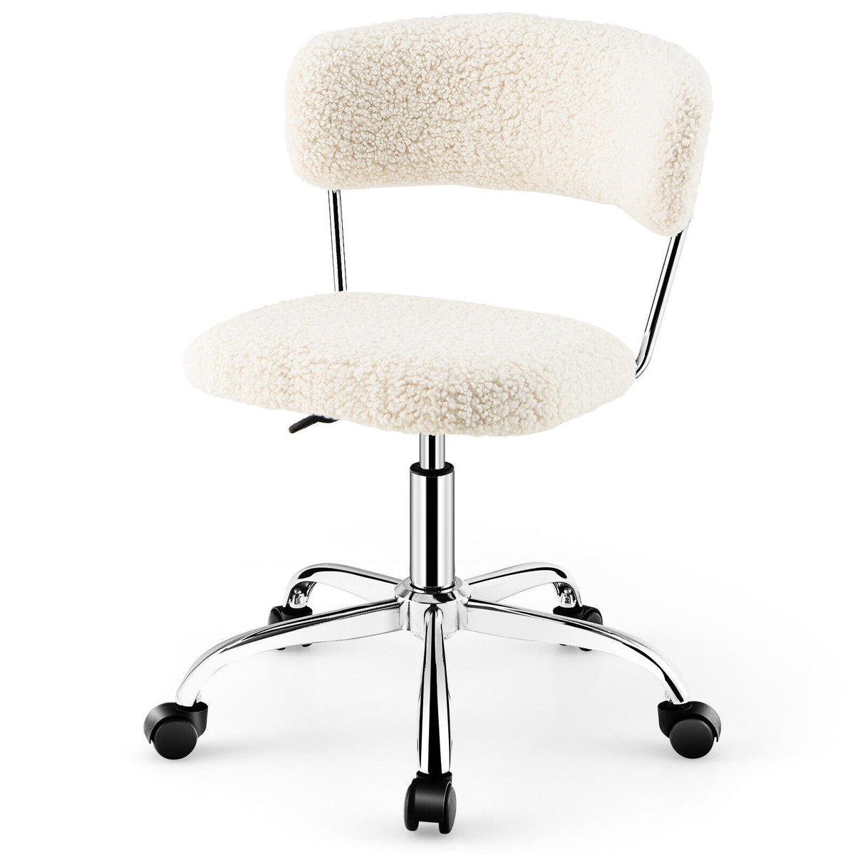 Adjustable Sherpa Office Chair Swivel White