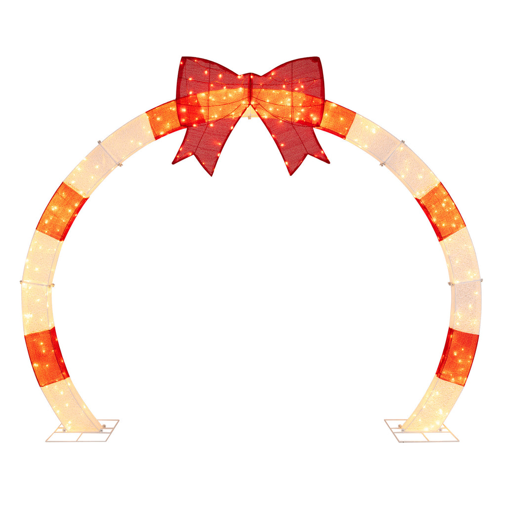 10.4 Feet Christmas Archway with Large Bow and LED Lights - Yard Decor