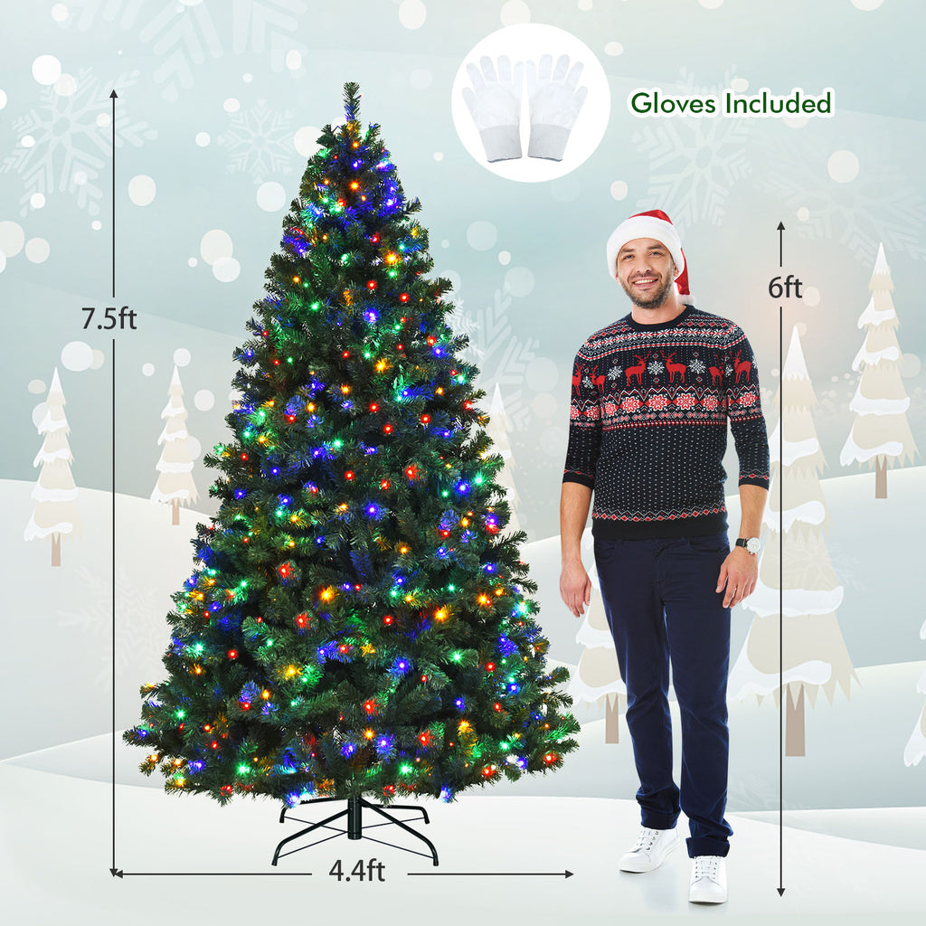 7.5 Feet Pre-Lit Artificial Spruce Christmas Tree with 550 Multicolor Lights - Variation: Multicolor Light