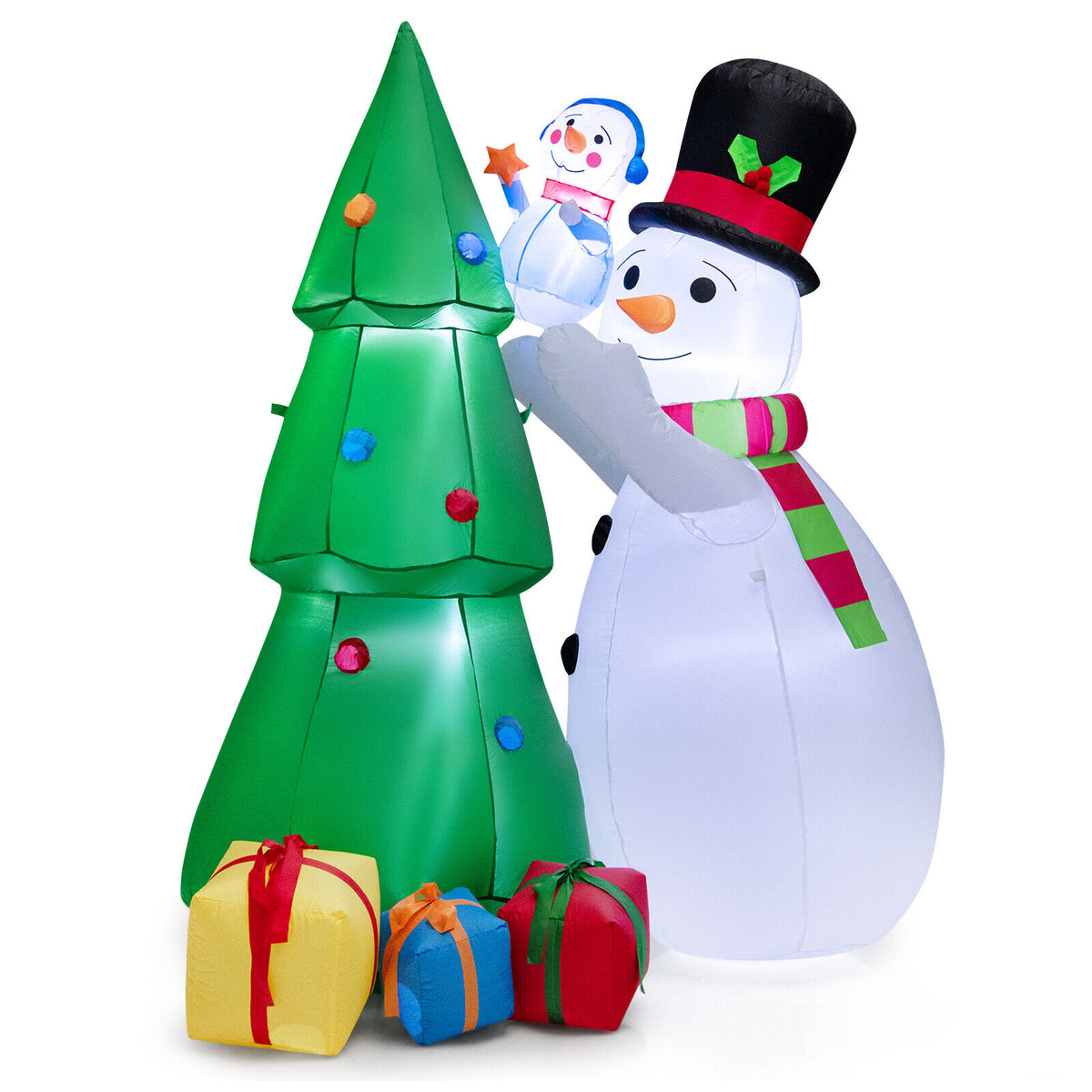 Inflatable Christmas Snowman & Tree Decoration Set with LED Lights - 6 Feet Tall