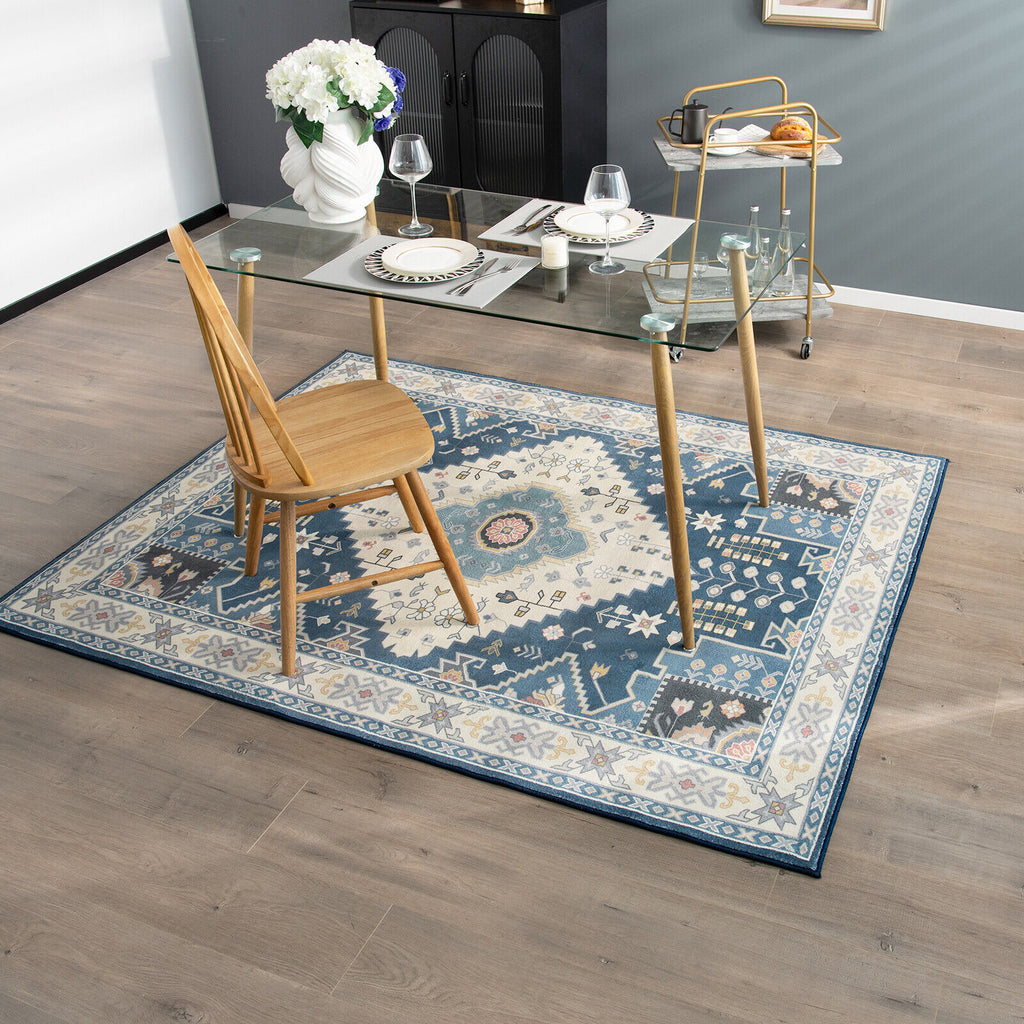 Faux Wool Area Rug Doormat - Waterproof Non-Slip Floor Cover for Living Room, Bedroom, Kitchen, 0.4 Inch Thick - Variation S