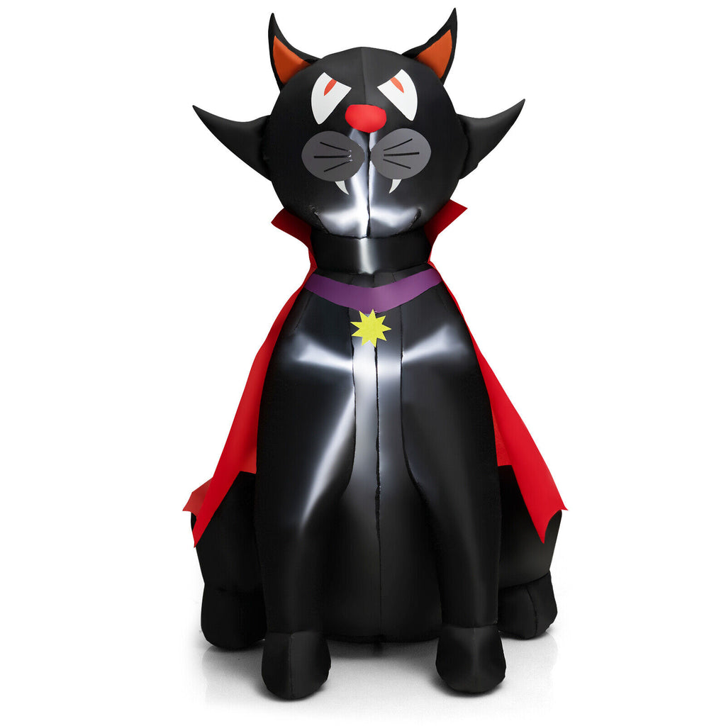 Halloween Inflatable Vampire Cat with Red Cloak - 4.7 Feet Outdoor Decoration