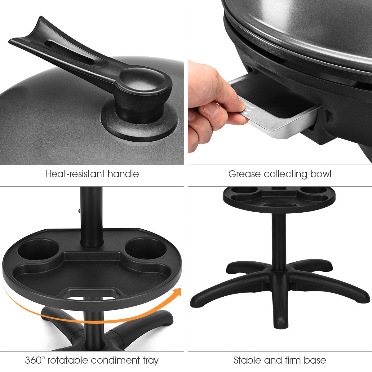 1350 W Outdoor Electric BBQ Grill with Removable Stand Easy to Install