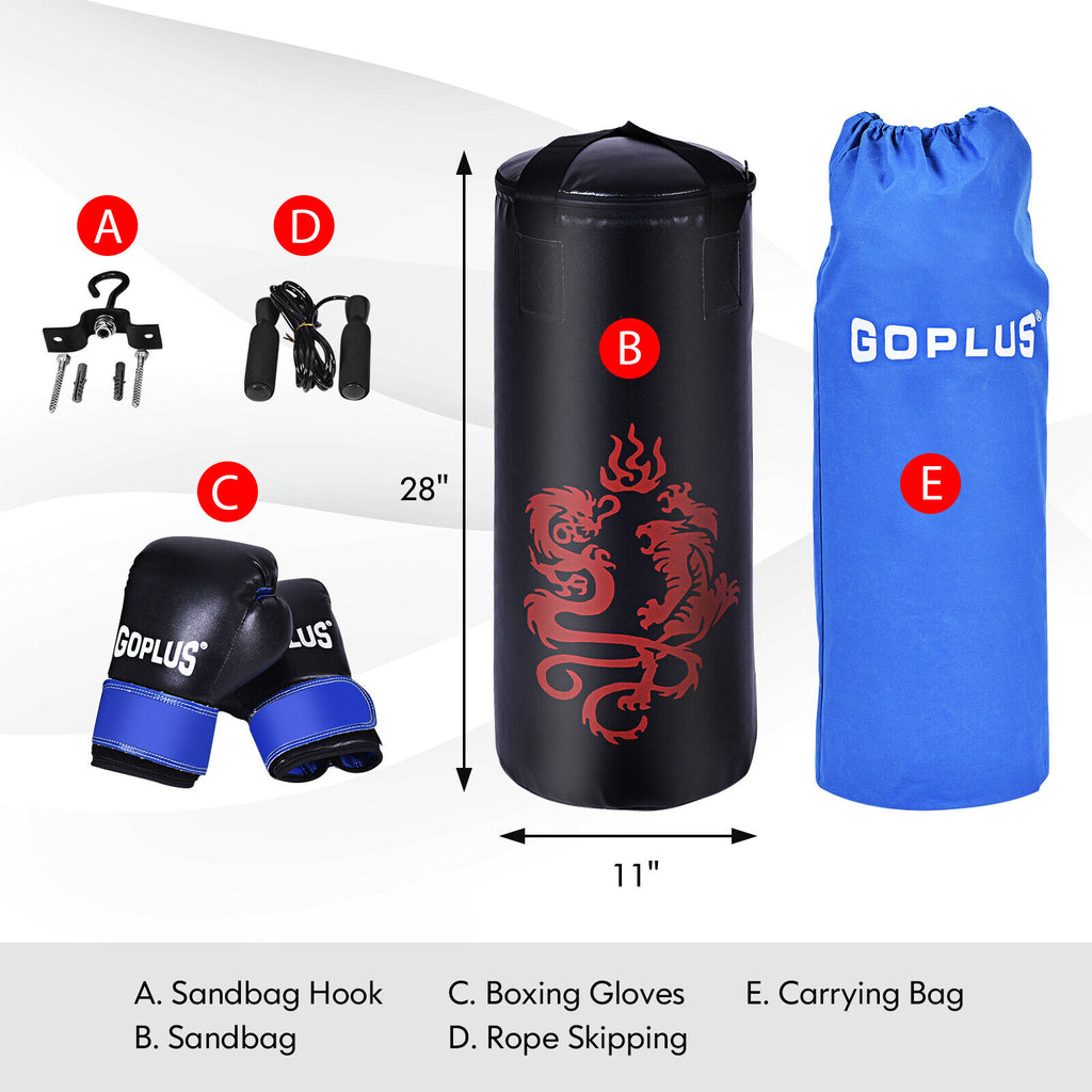 Kids Boxing Set with 40Lbs Sandbag Gloves Jump Rope Carry Bag - Variation 5 Pieces