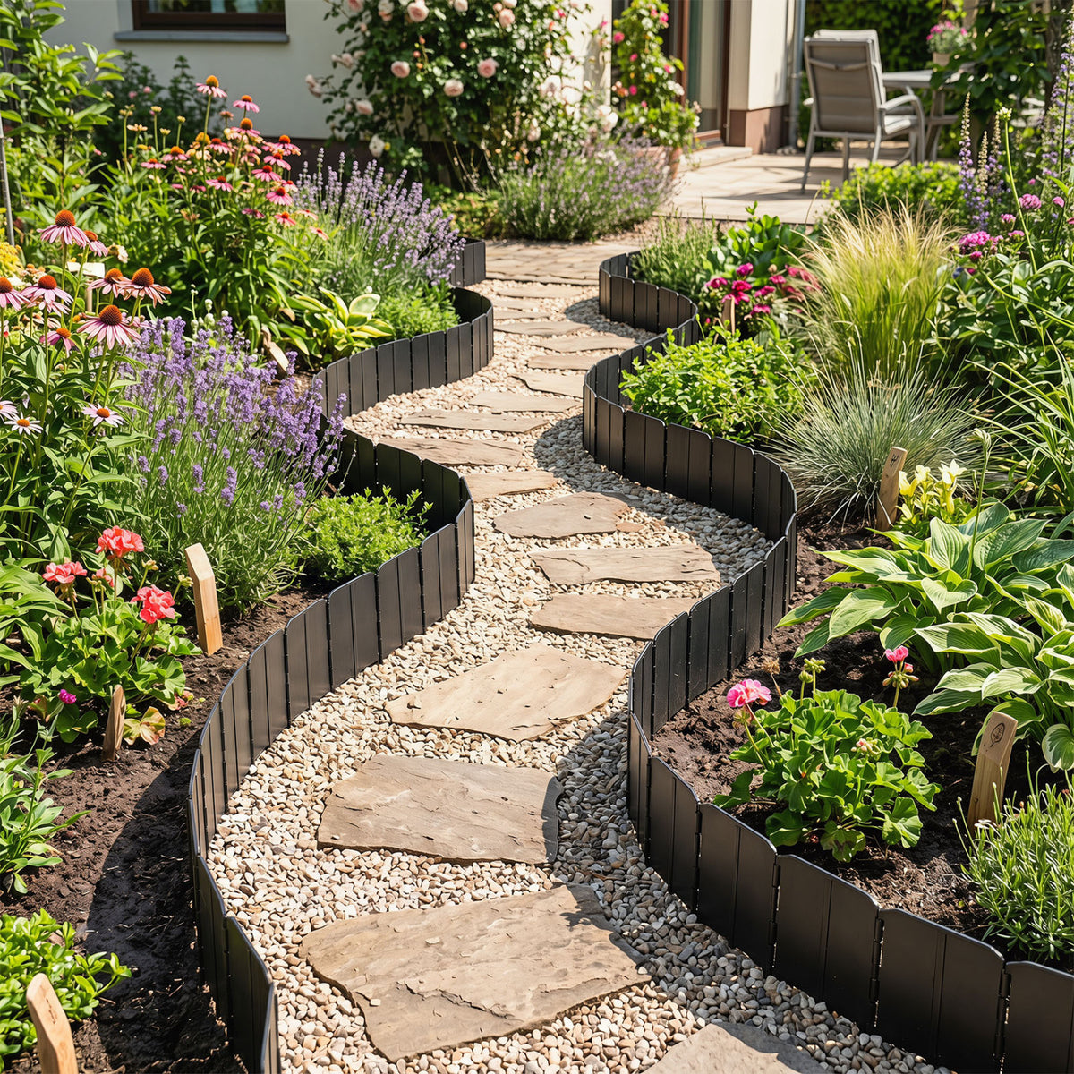 10.5 FT 70 PCS Garden Edging Borders No Dig Interlocking Design for