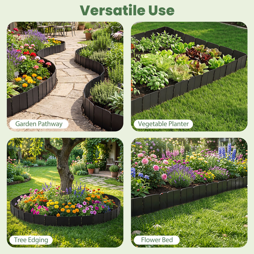 10.5 FT 70 PCS Garden Edging Borders No Dig Interlocking Design for