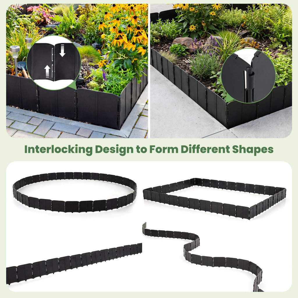 10.5 FT 70 PCS Garden Edging Borders No Dig Interlocking Design for