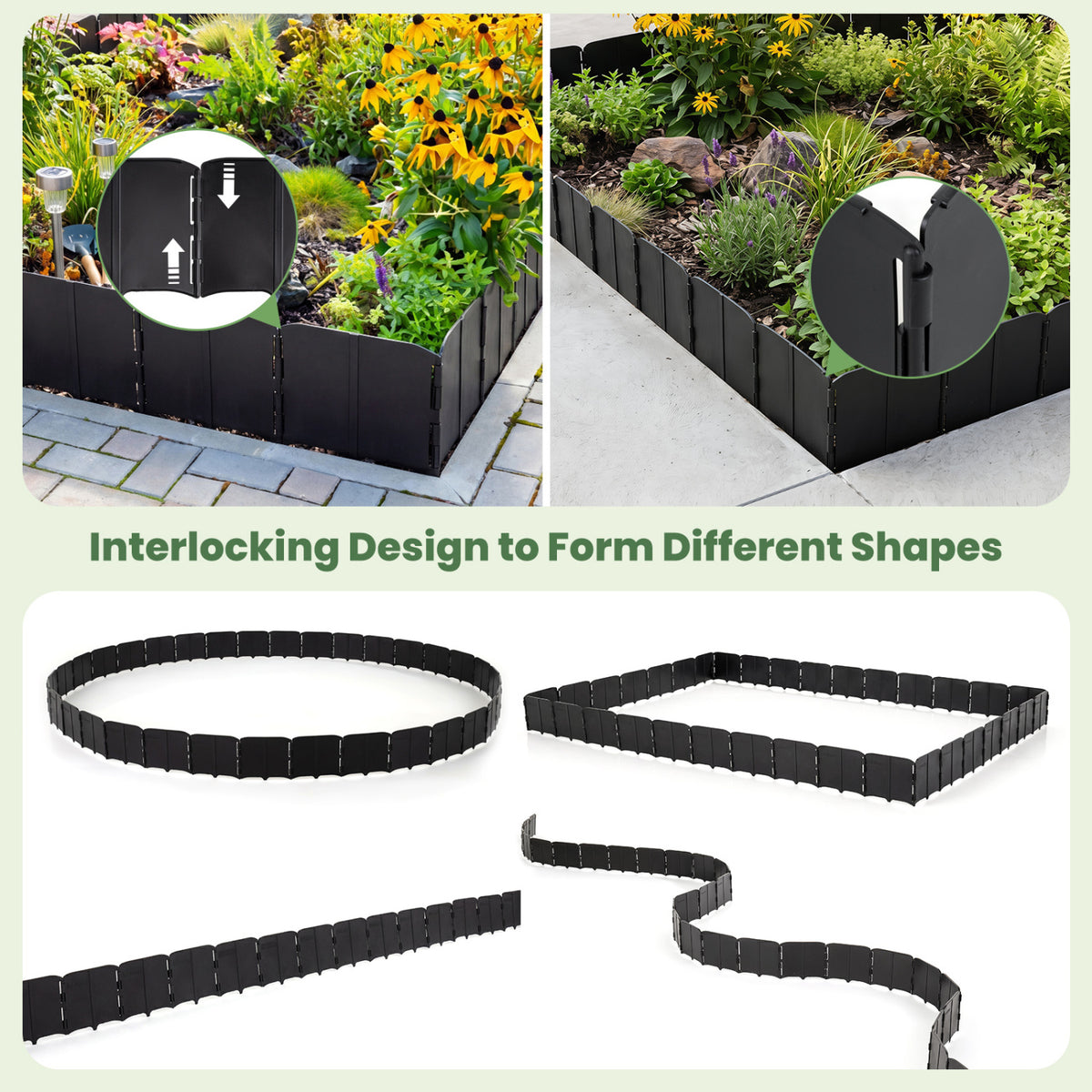 10.5 FT 70 PCS Garden Edging Borders No Dig Interlocking Design for
