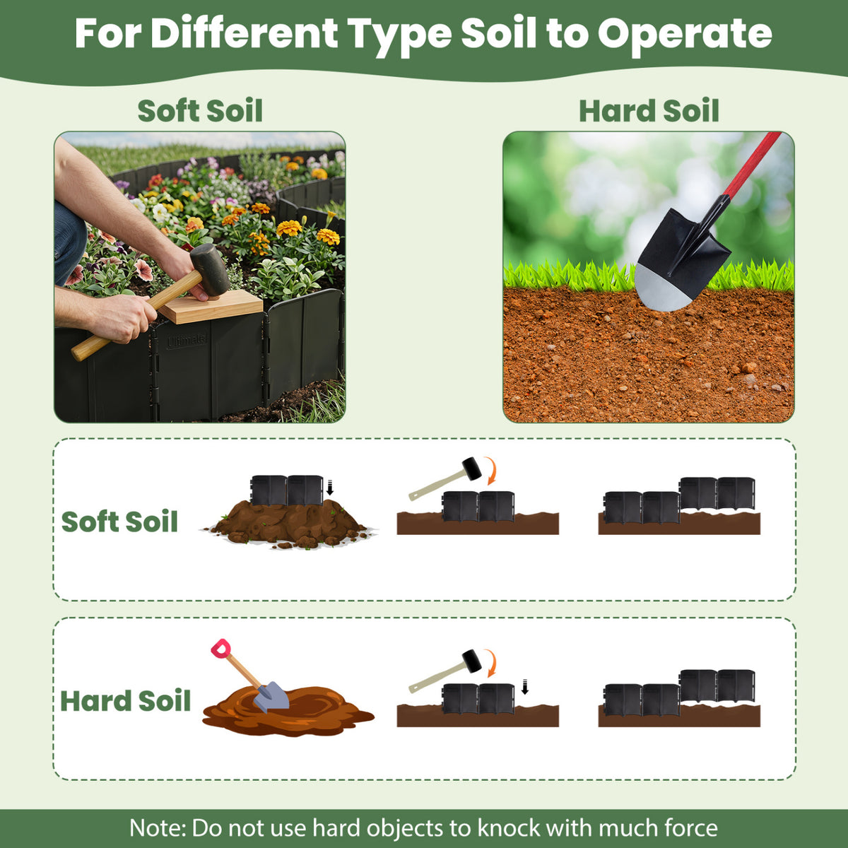 10.5 FT 70 PCS Garden Edging Borders No Dig Interlocking Design for