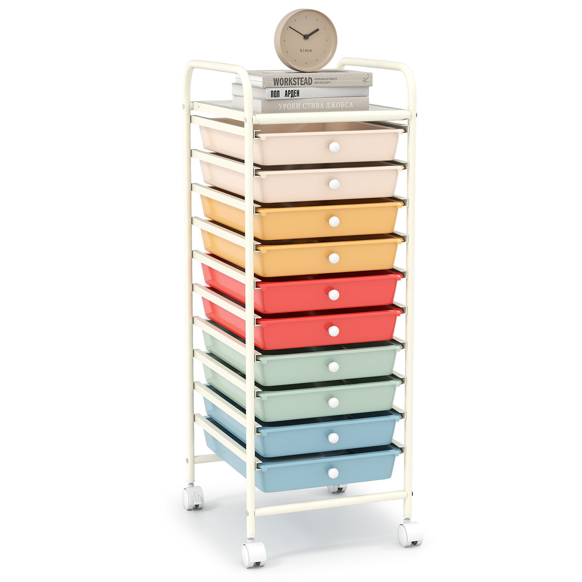 10 Drawer Rolling Storage Cart Organizer with 4 Universal Casters