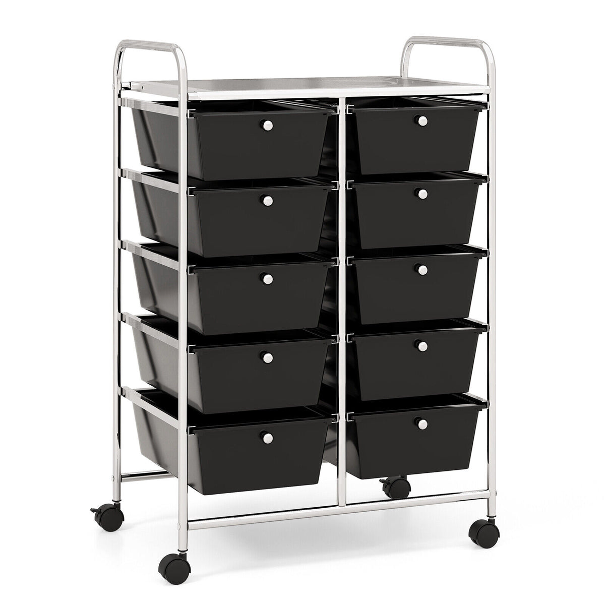 10-Drawer Rolling Storage Cart - Black