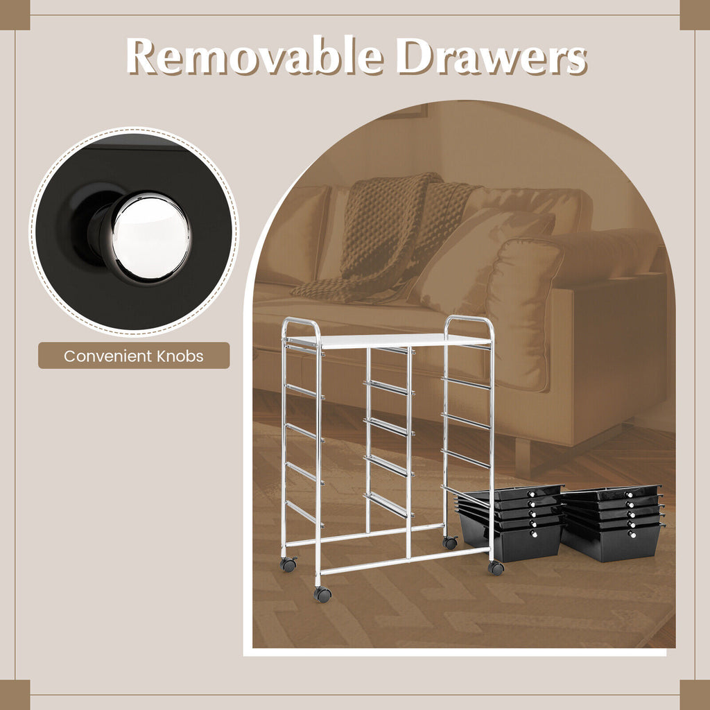 10-Drawer Rolling Storage Cart - Black