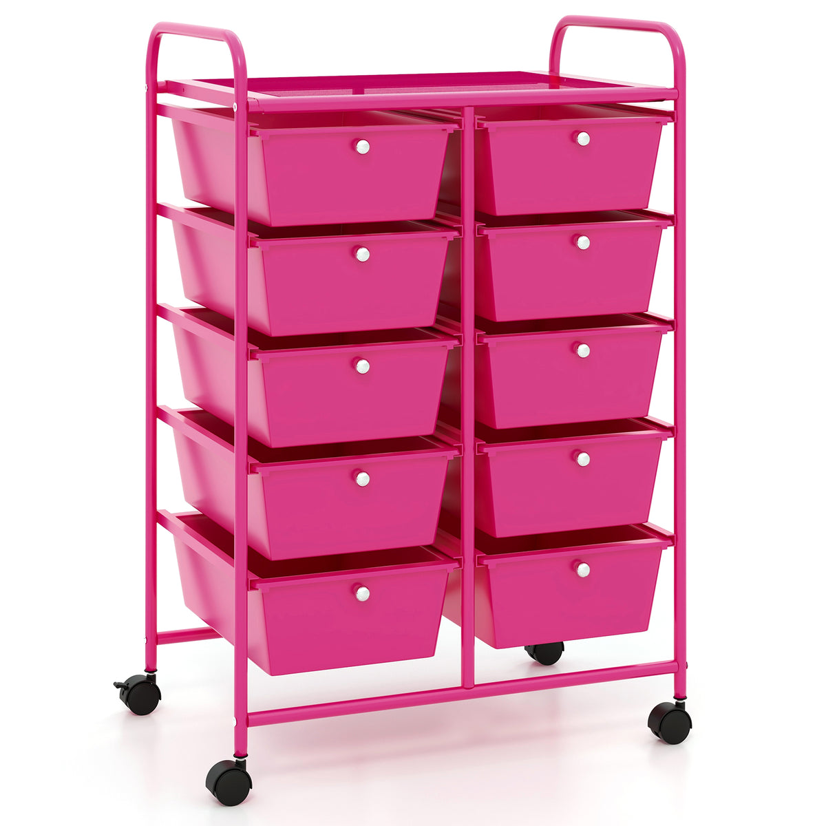 10-Drawer Rolling Storage Cart - Pink