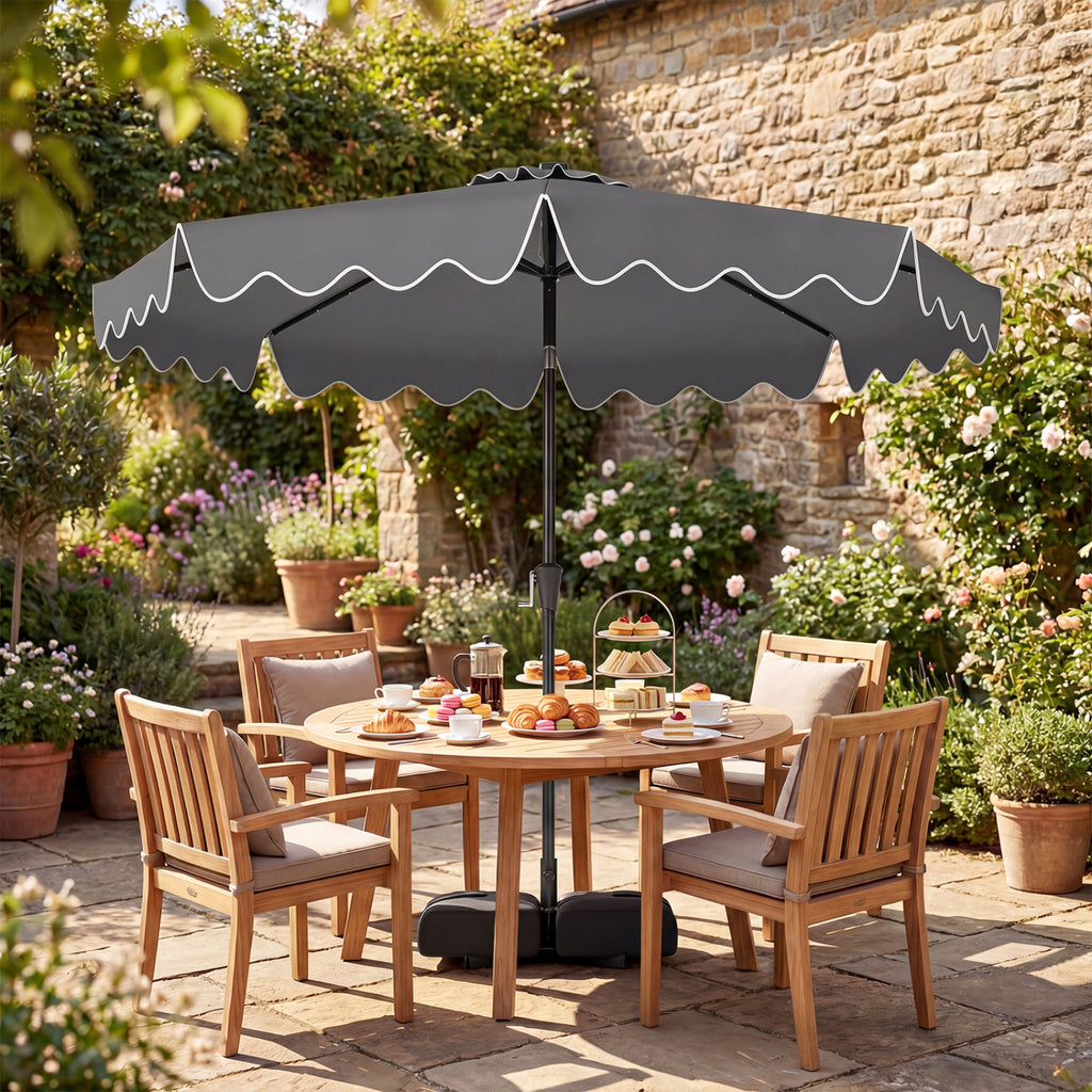 10 FT Solar LED Patio Umbrella with Weighted Base - Gray