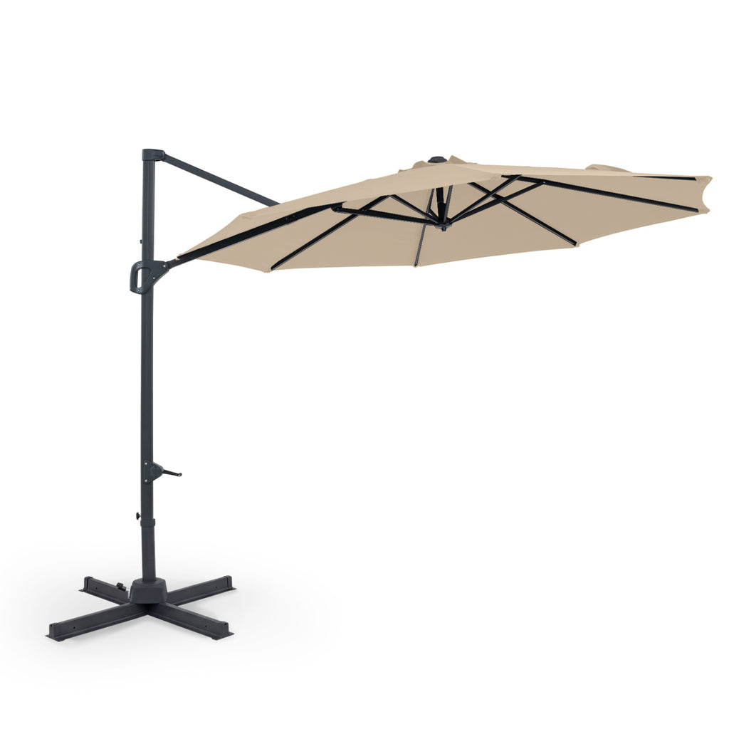 10 Feet Cantilever Umbrella with Tilt, Beige - 8 Metal Ribs