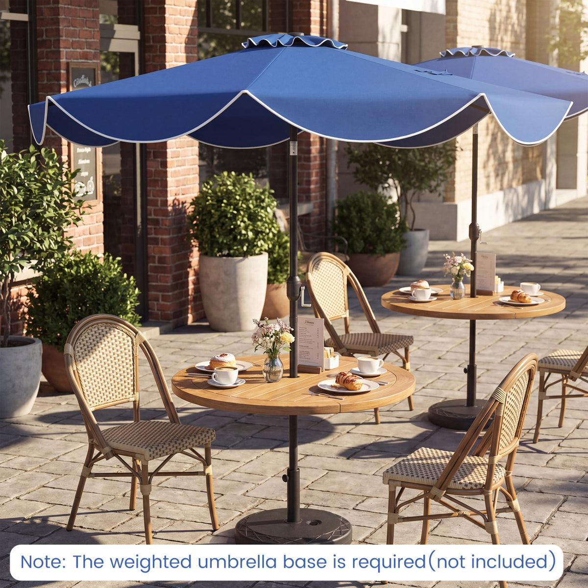 10 Feet Scalloped Solar Patio Umbrella with 24 LED Lights and Tilt