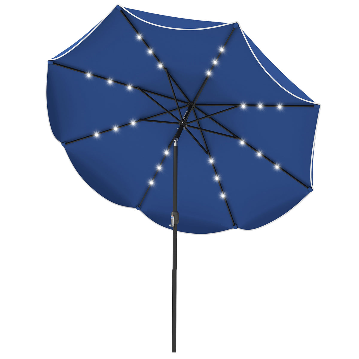 10 Feet Scalloped Solar Patio Umbrella with 24 LED Lights and Tilt
