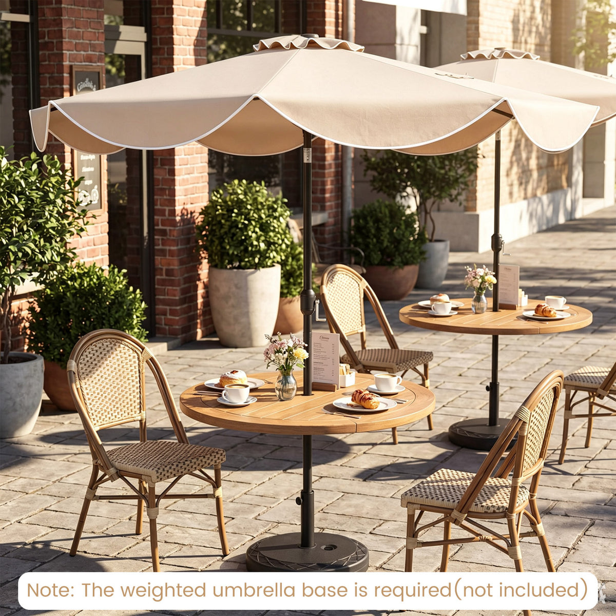 10 Feet Scalloped Solar Patio Umbrella with 24 LED Lights and Tilt