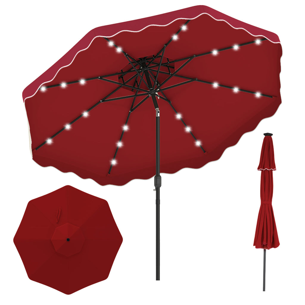 10 FT Solar LED Patio Umbrella for Deck and Pool