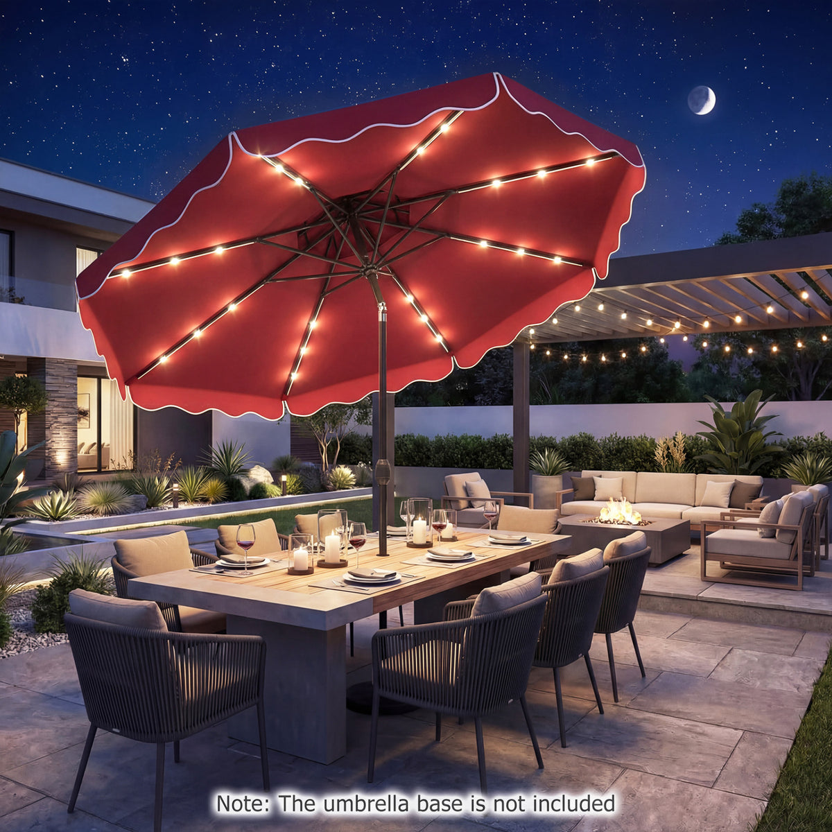 10 FT Solar LED Patio Umbrella for Deck and Pool
