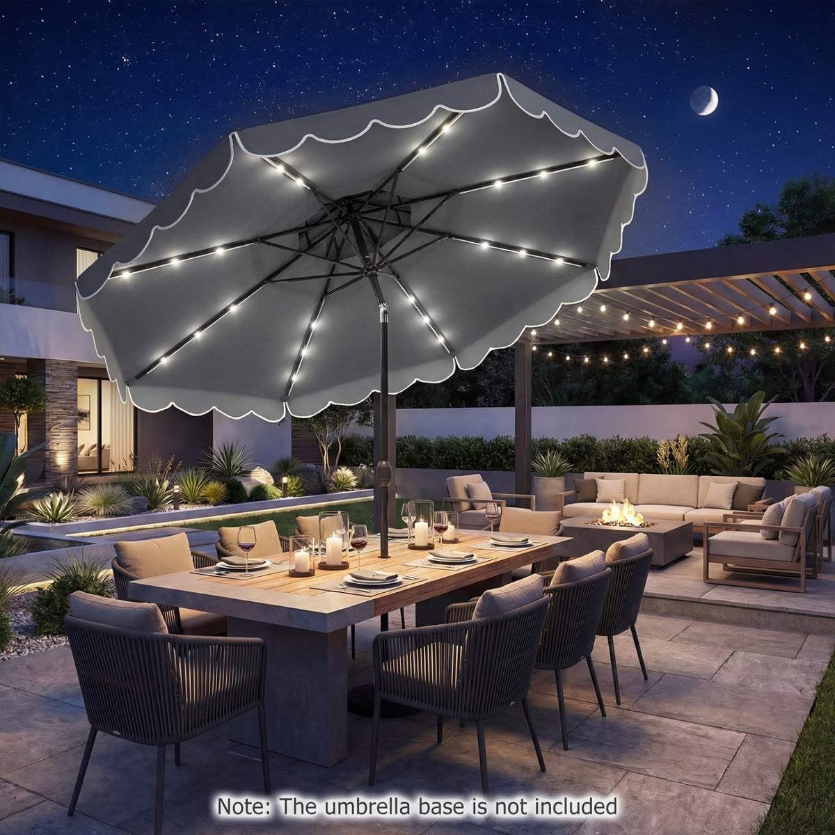 10 FT Solar LED Patio Umbrella for Deck and Pool