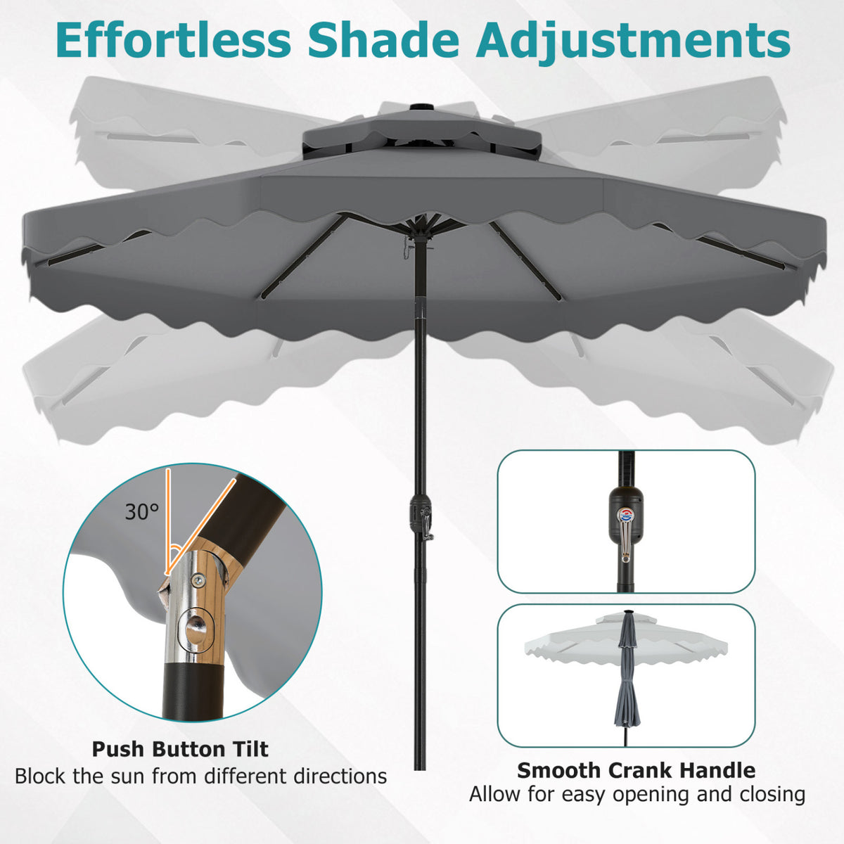 10 FT Solar LED Patio Umbrella for Deck and Pool
