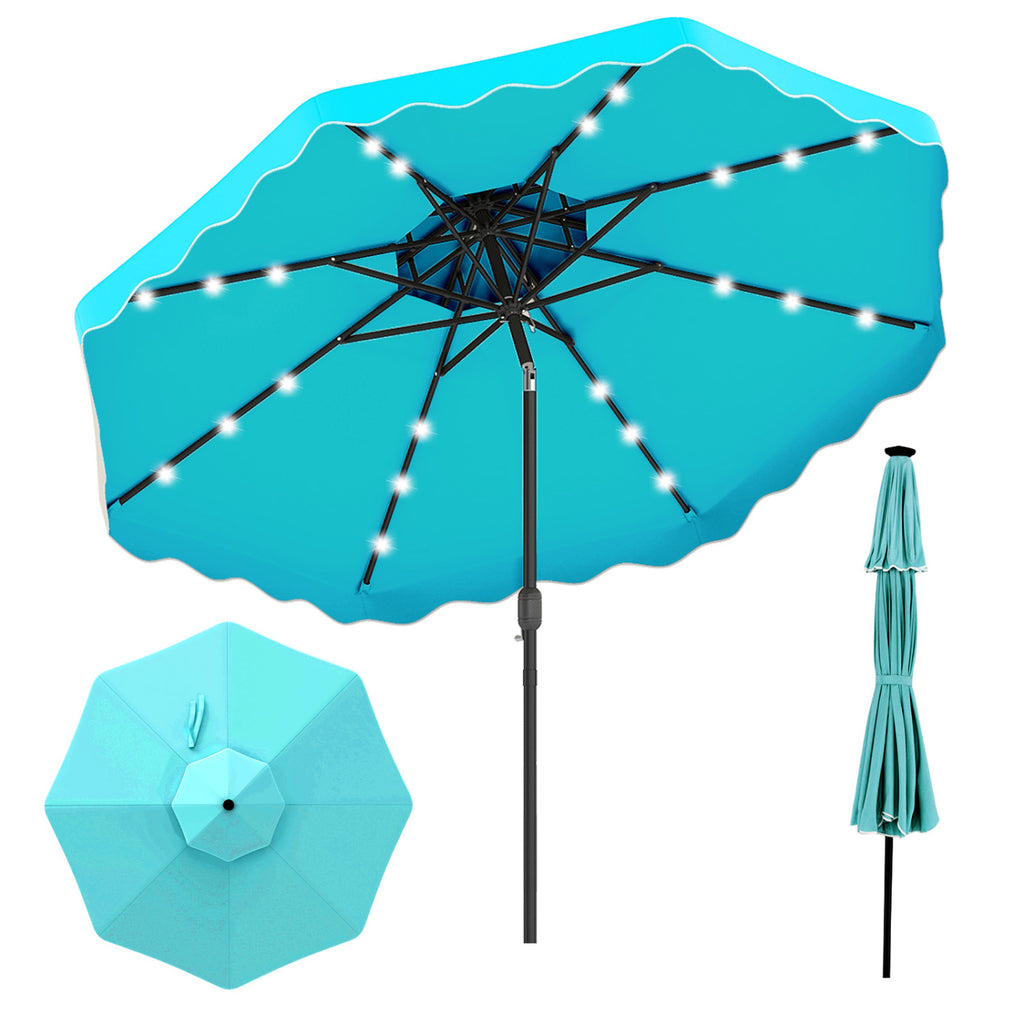 10 FT Solar LED Patio Umbrella for Deck and Pool