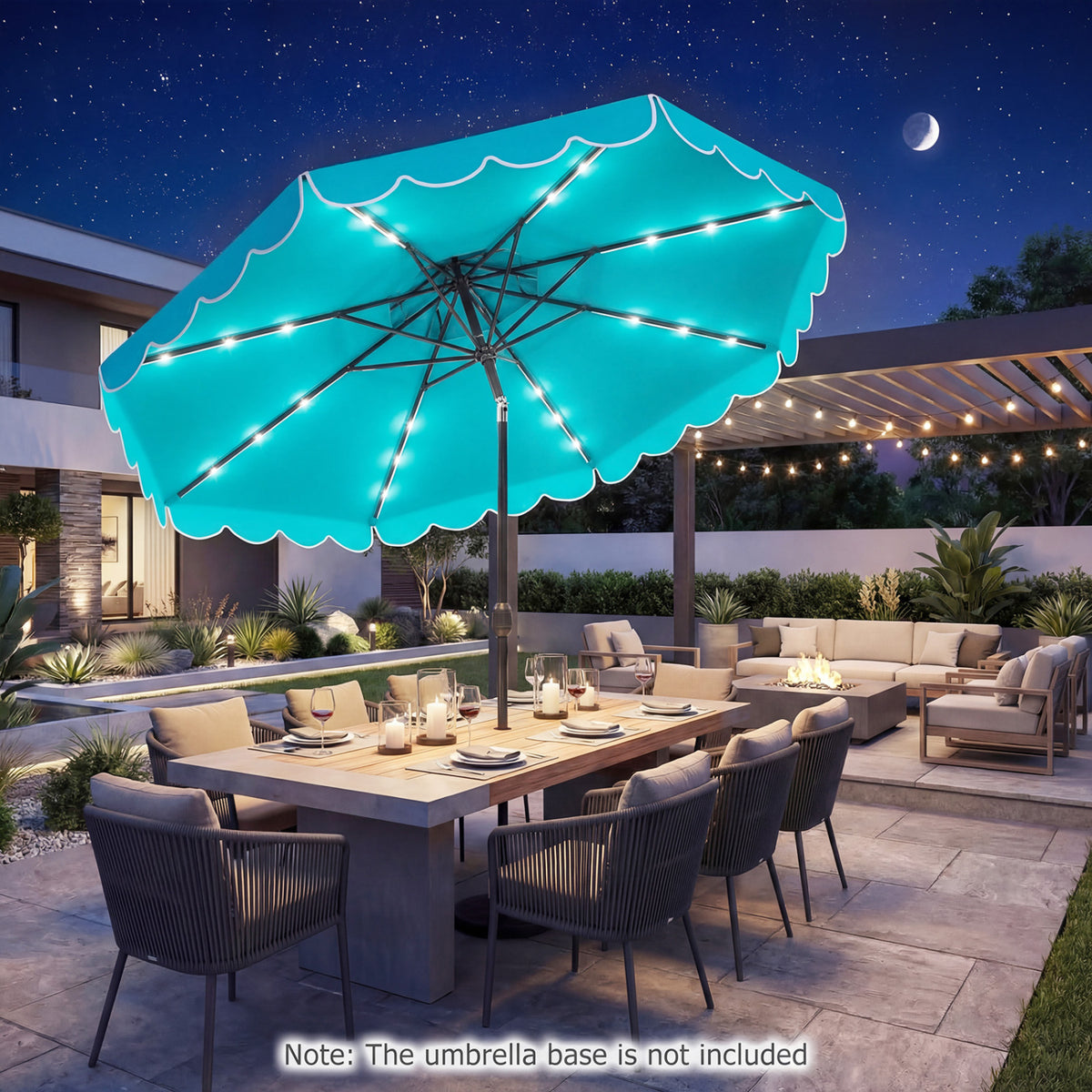 10 FT Solar LED Patio Umbrella for Deck and Pool